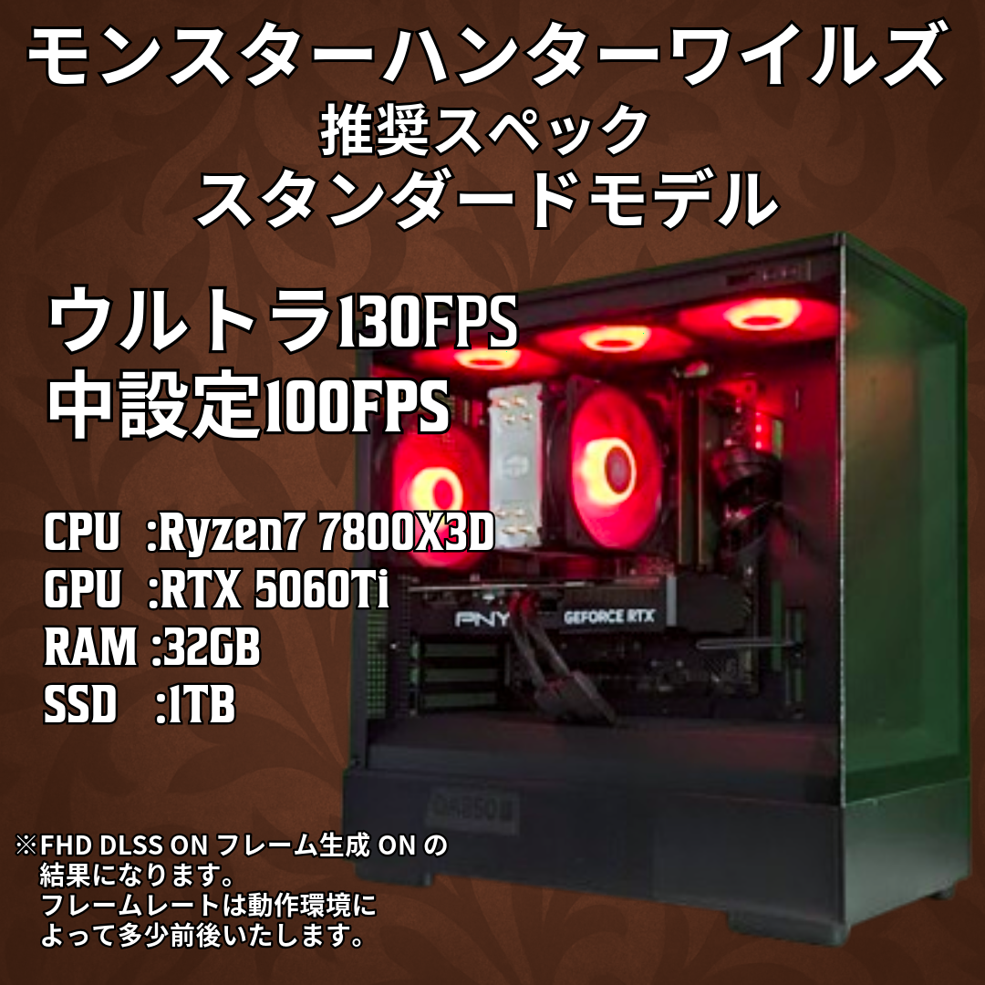 Ryzen 7 7800X3D・RTX5060Ti 搭載